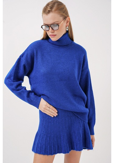 Bigdart 15891 Kazak Etek Triko İkili Takım - Saks