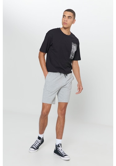 Ac&Co / Altınyıldız Classics Erkek Grı Melanj Standart Fit Normal Kesim Pamuklu Rahat Örme Şort