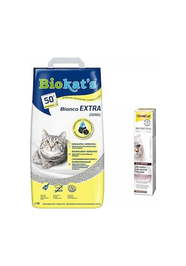 Biokat's Bianco Extra Bentonit Kedi Kumu 10 L + Gimcat Malt Soft 20 G