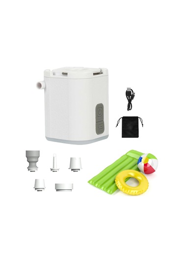 Suntek Işıklı Mini Hava Pompası Hızlı Şişirme Söndürme Beyaz