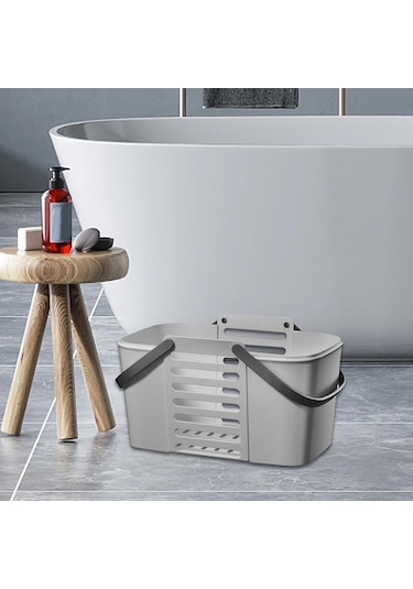 Homyl Duş Sepeti, Tahliye Delikli Ev Depolama Spor Salonu Gri