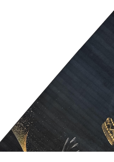 Dijital Kaymaz Yıkanabilir Modern Salon Halısı Mutfak Halısı Yolluk Balkon Halısı Ev Dekor3224 Siyah - Gold