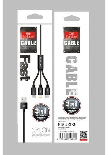 Earldom EC-IMC015 1.2 M 3 in1 USB Micro Hızlı Şarj Kablosu