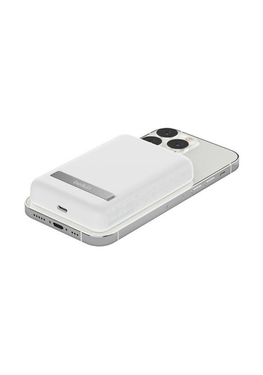 Belkin Bpd004btwt Boostcharge 5k Magsafe Uyumlu Kablosuz Powerbank + Stand - Beyaz siyah