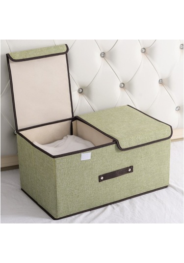 Cc Globall Çift Kapaklı Saklama Kutusu 2'li Katlanabilir Saklama Kutusu Seti -antrasit Yeşil