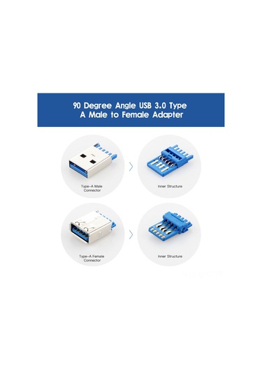Aubyhe Usb 3.0 Ertikitici Adaptörü 90 Derece Yukarı Eğimli Am/af, 5 Gbps Hızlı Transfer, Siyah, Çevre Dost Malzeme