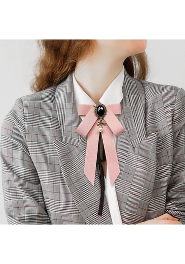 Suntek Şerit Yay Broş Üniforma Bluz Öğrenci Için Pembe