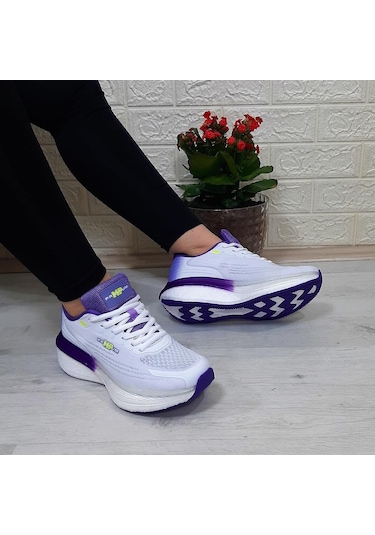M.p 1674 Beyaz-mor Fuspetli Bayan Yürüyüş Dolgu Spor Ayakkabı 001