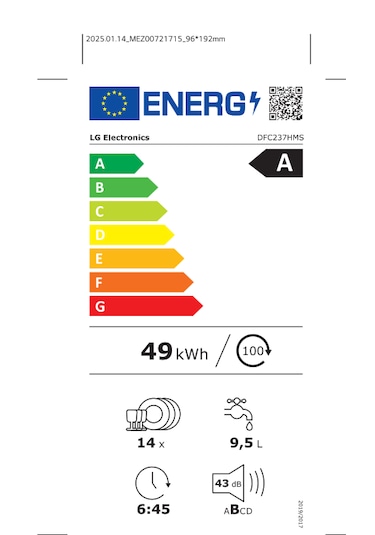 LG DFC237HMS.ABMPLTK A Enerji Sınıfı 14 Kişilik 10 Programlı Bulaşık Makinesi