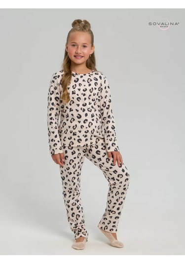 Sovalina Çocuk Pijama Takımı, Pantolonlu Ve Uzun Kollu Pamuklu 249970130 Tozlu Pembe