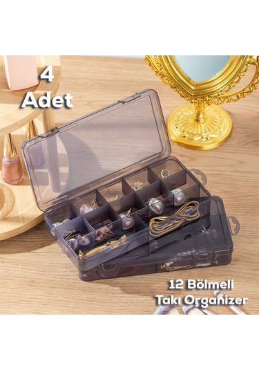 Porsima Org-600 4lü Çok Amaçlı Bölmeli Organizer Takı Kutusu Antr