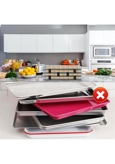 12 Adet Fırın Tepsisi İstifleyicileri Tepsi İstifleyicileri Fırın Tepsisi Tepsi İstifleyicileri Siyah