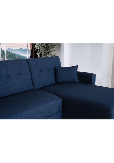 Kilim Mobilya Scandi Köşe Uzanmalı Yataklı Köşe Takımı Hem Sağ Hem Sol Köşe Olarak Kullanılabilir Lacivert