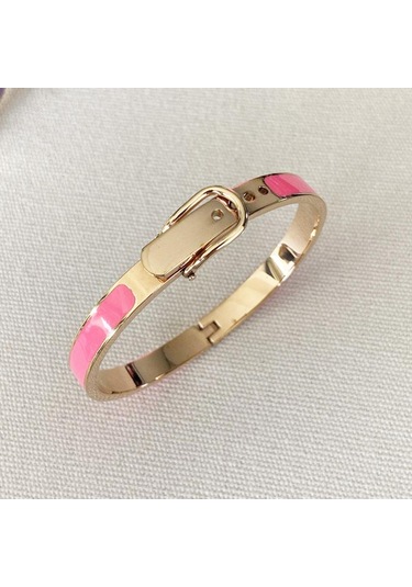 Mineli Rose Gold İkili Çelik Kelepçe Çok Renkli