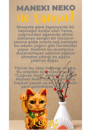 Petjoo 4.Maneki Neko Sarı-Gri Qr'lı Kedi Künyesi
