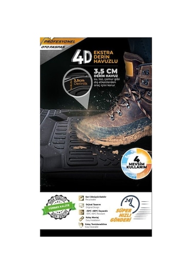 Fordotosan Mondeo 2007-2014 Araca Uyumlu Platinyum Siyah 4d Havuzlu Oto Paspas Takımı