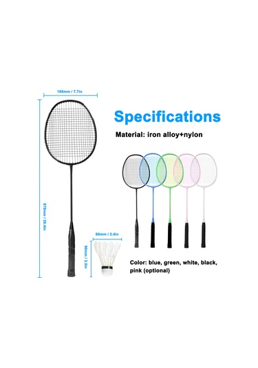 Vkemall Demir Alaşımlı Badminton Raketi Seti - 2 Adet Raket + 3 Top - Hafif Ve Dayanıklı Konstruksiyon - Kontrol Ve Doğruluk İçin Optimal Tutuş - Spor Malzemesi