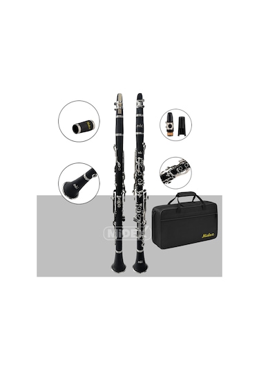 Midex Bns-4000 Sol Klarnet 4 Yüzüklü Askı Çanta Kamış Bez Eldive