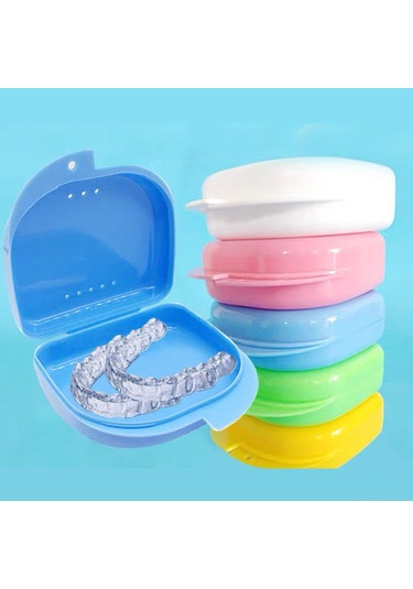 Wezone Mavi Diş Protezi Kutusu - Ortopedik Tutucu Sağlama Sandığı, Açık Hava Delikli Diş Bakımı Saklama Kutu