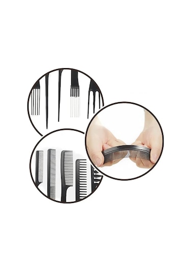 Layes Profesyonel Kuaför Saç Şekillendirme Tarak Seti 10'lu