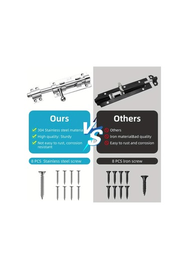 Lumaworld Silvery 11.6in Paslanmaz Çelik Sürgü Kapı Mandalı İç Ve Dış Mekan Kullanımı