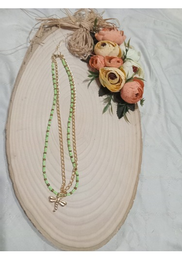 Yusufcuk Uçlu Çift Kolye Yeşil