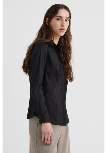 Stella Pulvis Siyah Slim Fit Gömlek Desenli