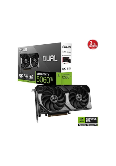 Asus Dual-rtx5060tı-o8g 8gb Ddr7 128bıt 3xdp Ekran Kartı