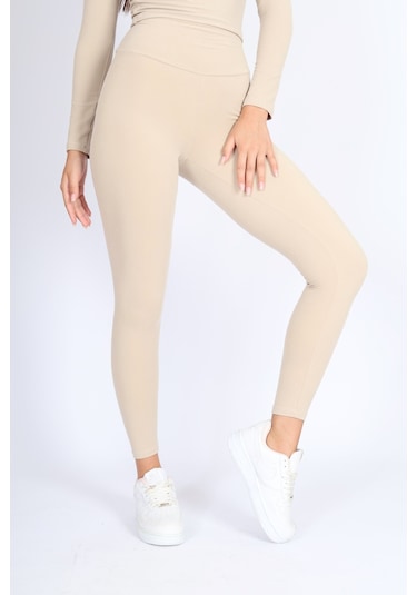 Soft&Basic Slım Fit Toparlayıcı Ve Esnek Bej Tayt Bej