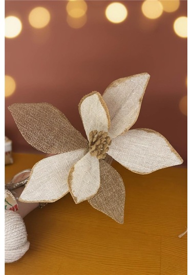 Yılbaşı Ağaç Süsü Beyaz Çiçek Detaylı