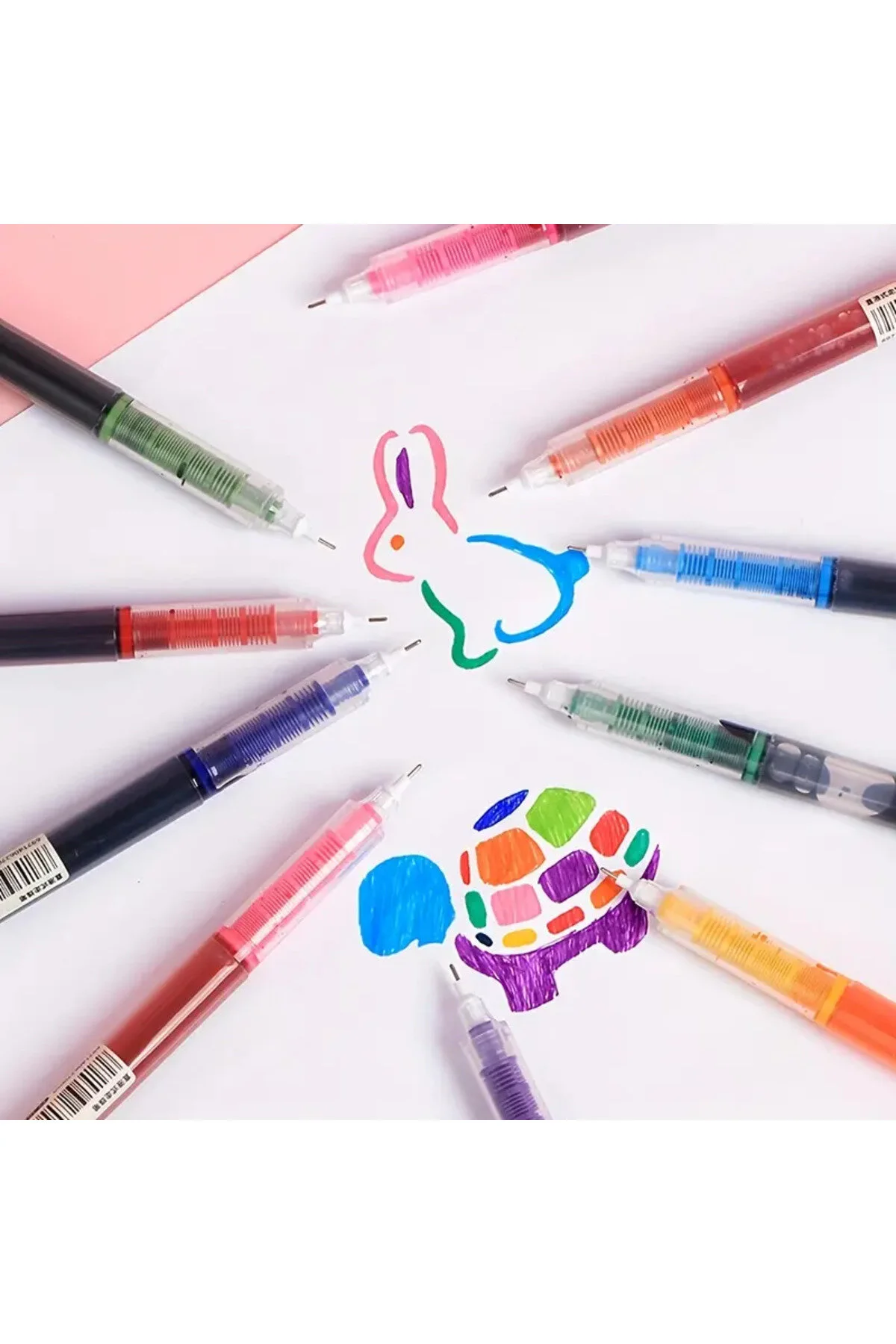 12 Adet Hızlı Kuruyan Nötr Renk Tükenmez Kalem - 0.5mm İğne Karbon Kalem Çok Renkli