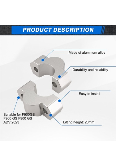 Xurunkeji Bmw F900gs Adventure F900 Gs Adv 2023-,b İçin Motosiklet Aksesuarları Gidon Yükseltici Sürükleme Gidonu Kelepçesi Uzatma Adaptörü Gümüş