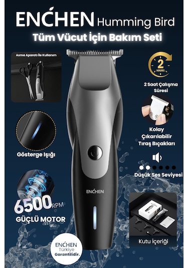 Enchen Humming Bird Siyah Hassas Kesim Şarjlı Saç Ve Tıraş Makinesi