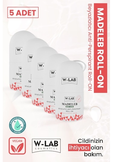 W-Lab Cosmetics Madeleb Beyazlatıcı Roll-On Deodorant 5 x 50 ML