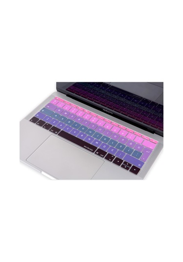 Laptop Macbook Pro Klavye Koruyucu Ombre Türkçe Q A1534 A1708 İle Uyumlu Pembe Mavi