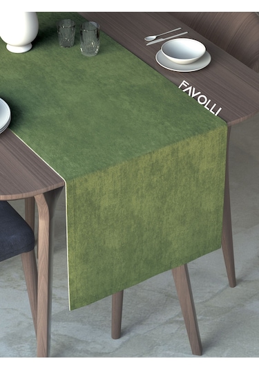 Zeytin Yaprağı Rengi Kadife Dokulu Runner Dream Series 40 X 140 Zeytin Yaprağı