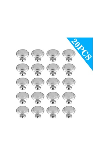 Pazly Modern Yuvarlak Kulp Seti - 20 Adet Paslanmaz Çelik Kapı Ve Dolap Aksesuarı, 28mm Gümüş Renk