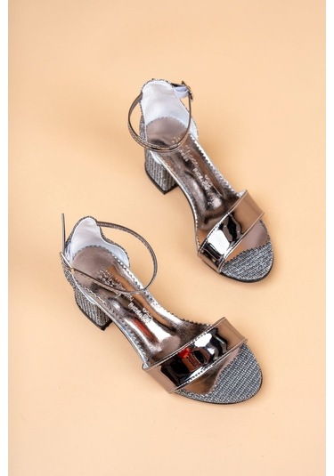 Gimer - Topuklu Tek Bant Platin Kız Çocuk Sandalet - Eyl1609G Platin