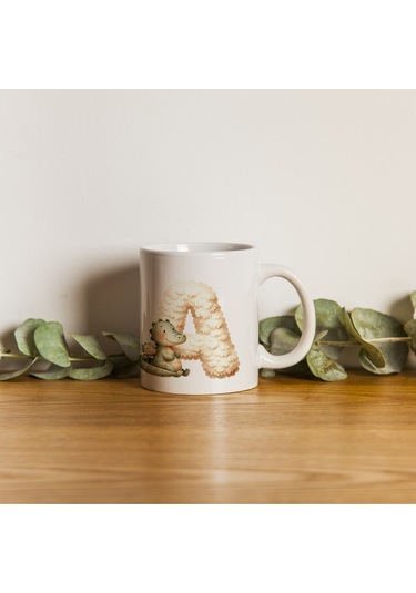 A Harfi Tasarım Bardak, Sevimli Hayvan Temalı Harf Bardağı Beyaz