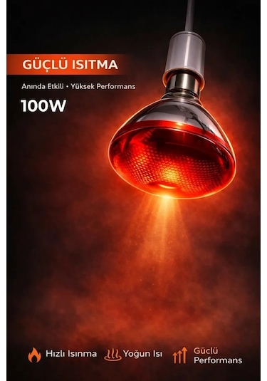 100w Isıtıcı Ampul Kırmızı Isı Lambası Civciv Kümes Kuluçka E27 Duy Isıtma Ampulü 1