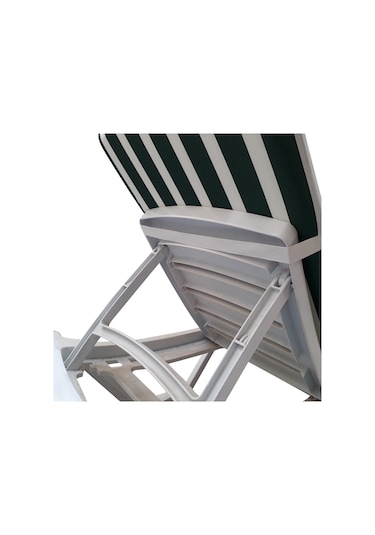 Mirzademarket Şezlong Minderi Median Pam./Pol. Kumaş Fermuarlı-Yeşil/Beyaz