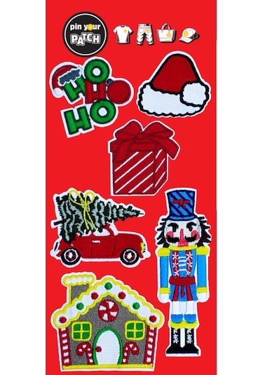Pin Your Patch New Year Christmas Yeni Yıl Patch Set Patch Yama Seti Koyu Kırmızı