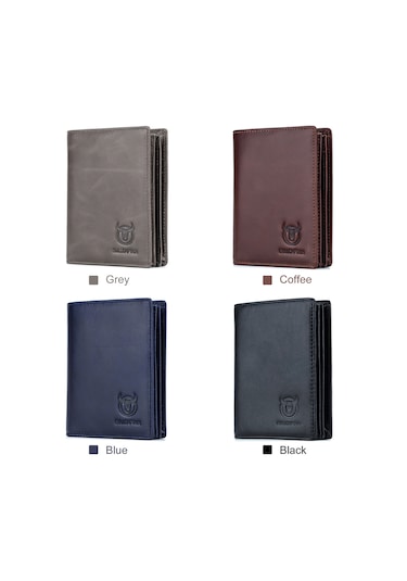 Hangfox Erkek Deri Cüzdan - 15 Kartlı, 2 Para Bölmeli, Anti-cızıltı, İlk Deri, Kalınlaşmış, Siyah 027 Modeli Siyah