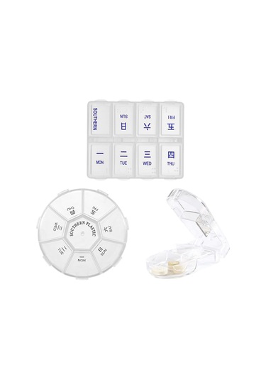 Yeiuyi7 Bir Haftalık Hap Kutusu Tablet Ayırıcı 3 Set Beyaz
