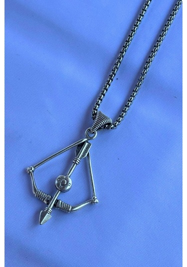 Okçu El İşçiliği Paslanmaz Çelik Zincir Erkek Kolye Gümüş