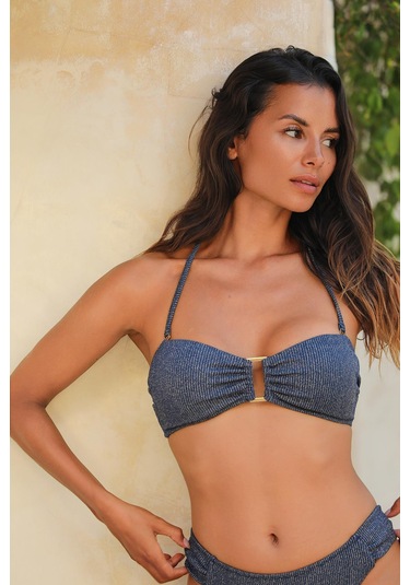Maldives Lacivert Straplez Boyundan Bağlamalı Pedli Bikini Üst Lacivert