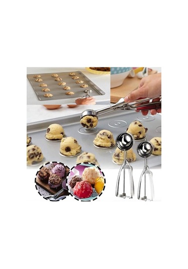 Optana Çelik Dondurma Kurabiye Hamur Ölçme Servis Sunum Kaşığı