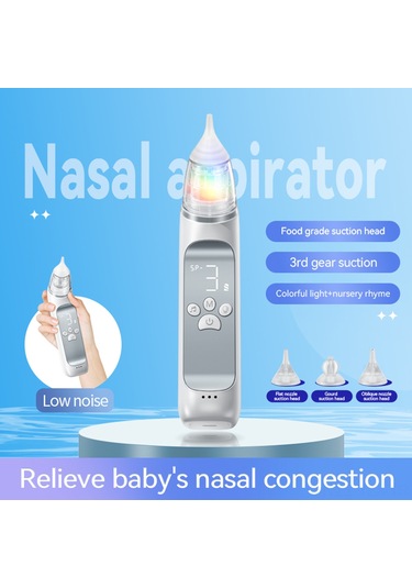 Yaozixa Bebek Elektrikli Burun Emici, 3 Seviye Süçme, 65kpa Maksimum G吸力, 58db Sessiz Çalışma, 10 Müzik, Renkli Işık, Dahili Pil, Depolama Kutusu, 3 Silikon Uç