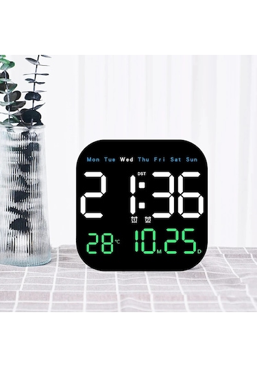 Zilinn Dijital Duvar Saati Led Çalar Saat Zamanlama Fonksiyonlu Büyük Ekran Oturma Odası Ofis Yatak Odası Dekoru İçin Uzaktan Kumandalı Saat Üç Renkli-107 Çok Renki