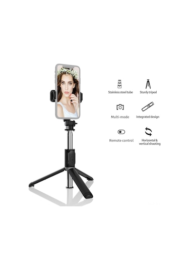 Springsun Kablosuz Bluetooth Selfie Çubuğu - 103cm Uzunluk, Tripod Desteği Ve Uzaktan Kumanda İle Vlog Ve Canlı Yayın İçin